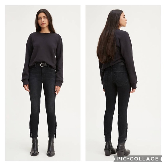 Levi's 721 High Rise Fringe Ankle Grey Slim Skinny Fit Jeans Women's Size 24 - Picture 7 of 9